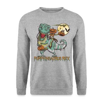 Pumpkinsaurus Dinosaure Drôle Halloween T Rex - Sweat-shirt Unisexe - gris chiné - Devant - Alina (178cm) & Michal (187cm)