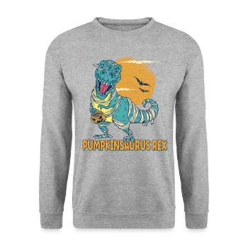 Pumpkinsaurus Dinosaure Drôle Halloween T Rex - Sweat-shirt Unisexe - gris chiné - Devant - Alina (178cm) & Michal (187cm)