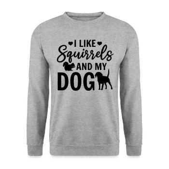 Ich mag Eichhörnchen und meinen Hund Tier - Unisex Pullover - Weißgrau meliert - Vorne - Alina (178cm) & Michal (187cm)