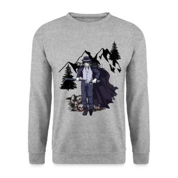 Horreur Halloween Fantômes Sorcière Heure Montagne - Sweat-shirt Unisexe - gris chiné - Devant - Alina (178cm) & Michal (187cm)