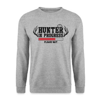 Buck Deer Hunting Hunter Antler - Unisex Pullover - Weißgrau meliert - Vorne - Alina (178cm) & Michal (187cm)