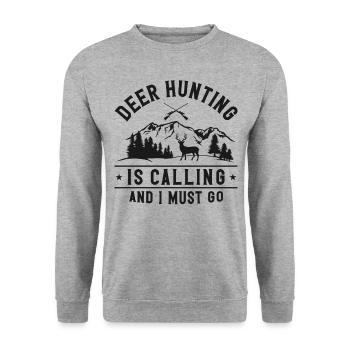 Chasse au cerf chasseur de cerfs - Sweat-shirt Unisexe - gris chiné - Devant - Alina (178cm) & Michal (187cm)