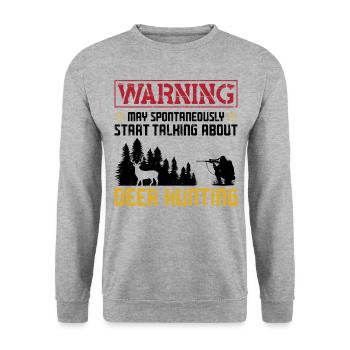 Buck Deer Hunting Hunter Warning - Unisex Pullover - Weißgrau meliert - Vorne - Alina (178cm) & Michal (187cm)