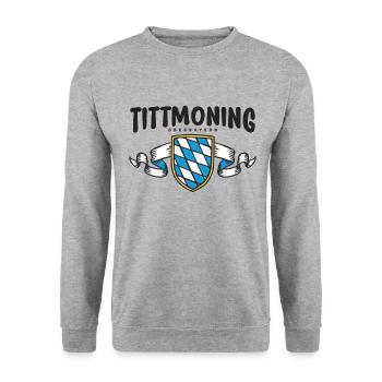 Tittmoning Oberbayern Landkreis Traunstein - Unisex Pullover - Weißgrau meliert - Vorne - Alina (178cm) & Michal (187cm)
