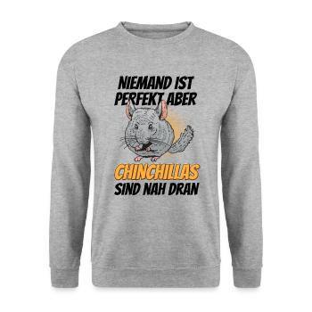 Chinchilla ist fast perfekt Wollmaus - Unisex Pullover - Weißgrau meliert - Vorne - Alina (178cm) & Michal (187cm)