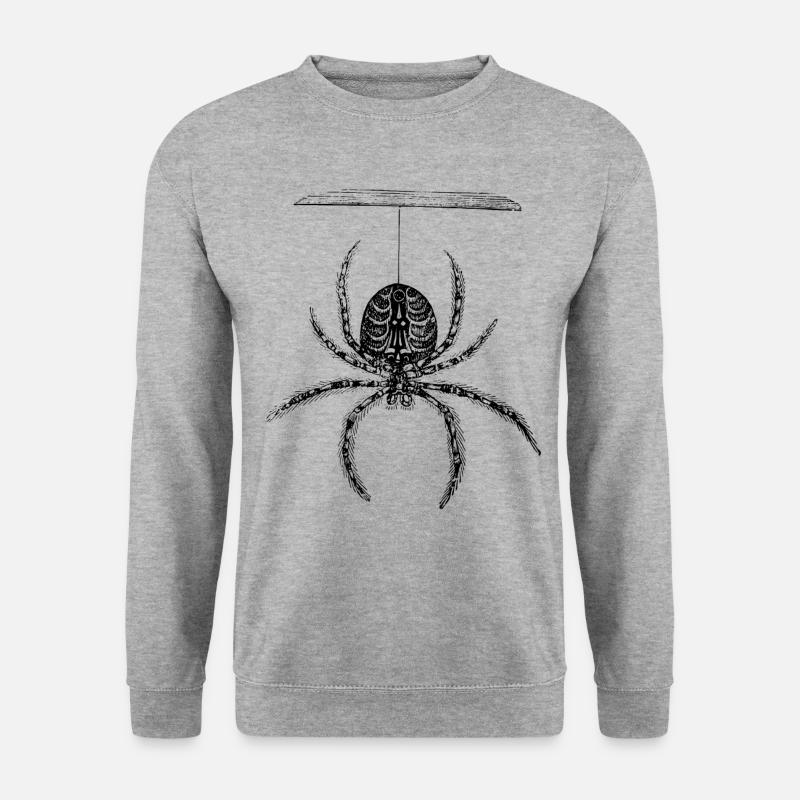 Kreuzspinne Spinne am Faden - Unisex Pullover - Weißgrau meliert