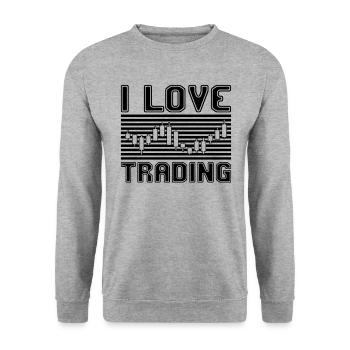 J’adore trader - Sweat-shirt Unisexe - gris chiné - Devant - Alina (178cm) & Michal (187cm)