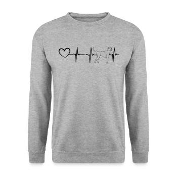 Heartbeat Hundeliebhaber Herzschlag Herz - Unisex Pullover - Weißgrau meliert - Vorne - Alina (178cm) & Michal (187cm)