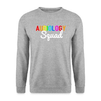 Audiology squad, audiologist - Unisex Sweatshirt - salt & pepper - Front - Alina (178cm) & Michal (187cm)
