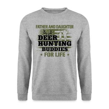 Buck Deer Hunting Hunter Father - Unisex Sweatshirt - salt & pepper - Front - Alina (178cm) & Michal (187cm)