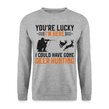 Chasseur de cerfs Buck Vous êtes - Sweat-shirt Unisexe - gris chiné - Devant - Alina (178cm) & Michal (187cm)