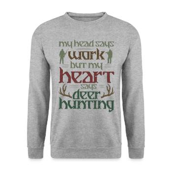 Buck Deer Hunting Hunter My Head - Unisex Sweatshirt - salt & pepper - Front - Alina (178cm) & Michal (187cm)