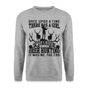 Buck Deer Chasse Hunter Girl Une fois - Sweat-shirt Unisexe - gris chiné - Devant - Alina (178cm) & Michal (187cm)
