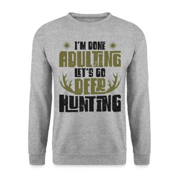 Chasseur de cerfs Buck J’ai terminé - Sweat-shirt Unisexe - gris chiné - Devant - Alina (178cm) & Michal (187cm)