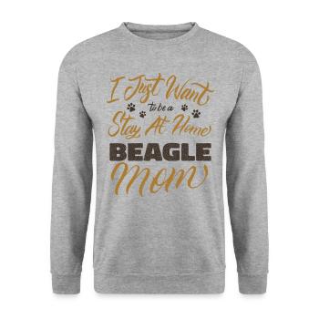Stay At Home Beagle Mom - Unisex Pullover - Weißgrau meliert - Vorne - Alina (178cm) & Michal (187cm)
