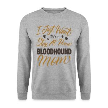 Stay At Home Bloodhound Mom - Unisex Pullover - Weißgrau meliert - Vorne - Alina (178cm) & Michal (187cm)
