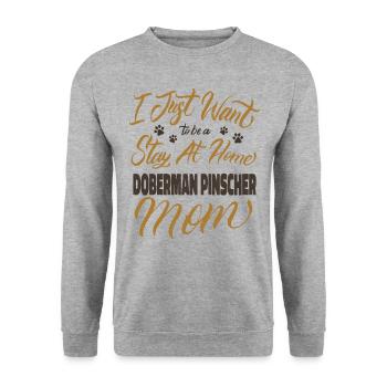 Stay At Home Doberman Mom - Unisex Pullover - Weißgrau meliert - Vorne - Alina (178cm) & Michal (187cm)