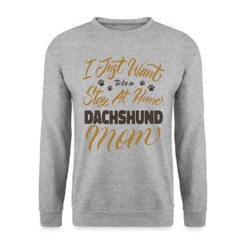 Stay At Home Dachshund Mom - Unisex Pullover - Weißgrau meliert - Vorne - Alina (178cm) & Michal (187cm)