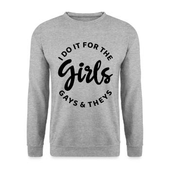 Do It For The Girls Gays And Theys Lesbian Gender - Unisex Pullover - Weißgrau meliert - Vorne - Alina (178cm) & Michal (187cm)