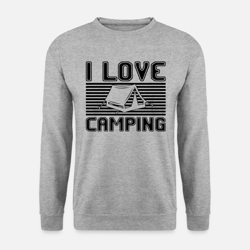 I love camping - Unisex Pullover - Weißgrau meliert