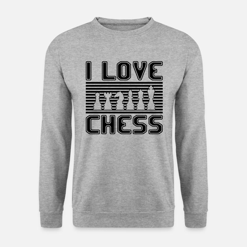 I love chess - Unisex Pullover - Weißgrau meliert