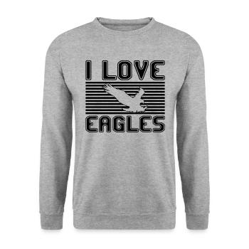 I love eagles - Unisex Pullover - Weißgrau meliert - Vorne - Alina (178cm) & Michal (187cm)