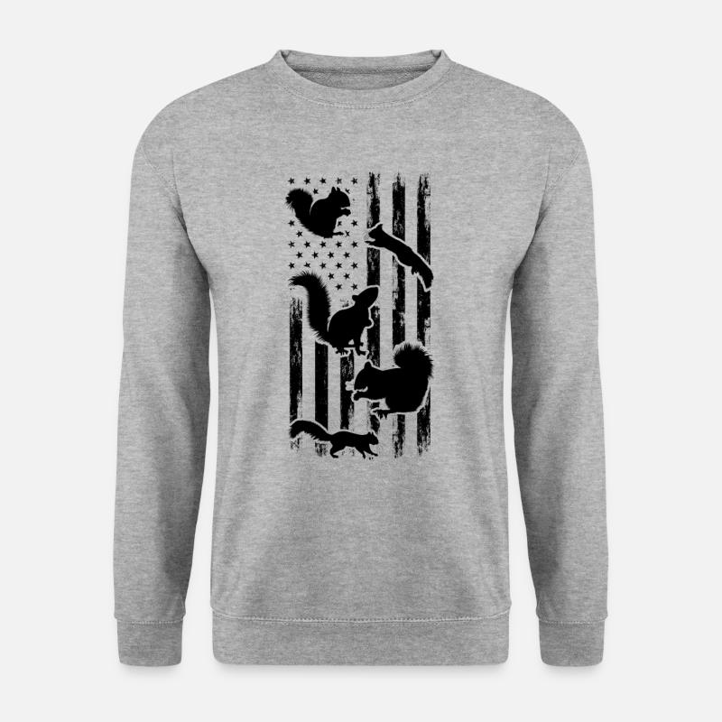 Eichhörnchen US-Flagge Eichhörnchen Amerikanische - Unisex Pullover - Weißgrau meliert