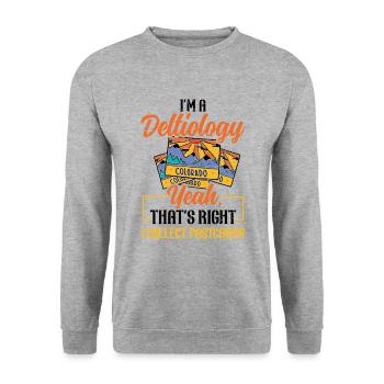 Deltiology card Colleting Deltiologist postcard - Unisex Sweatshirt - salt & pepper - Front - Alina (178cm) & Michal (187cm)