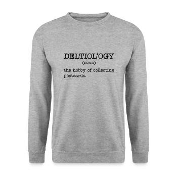 Deltiology-definition Deltiologist-postcard - Unisex Sweatshirt - salt & pepper - Front - Alina (178cm) & Michal (187cm)