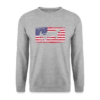 Harness racing american flag - Unisex Sweatshirt - salt & pepper - Front - Alina (178cm) & Michal (187cm)