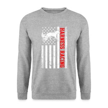 Harness racing american flag - Unisex Sweatshirt - salt & pepper - Front - Alina (178cm) & Michal (187cm)