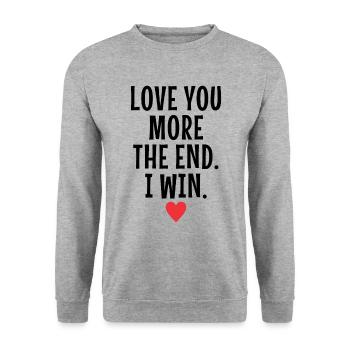 Je t’aime plus à la fin je gagne la Saint-Valentin - Sweat-shirt Unisexe - gris chiné - Devant - Alina (178cm) & Michal (187cm)