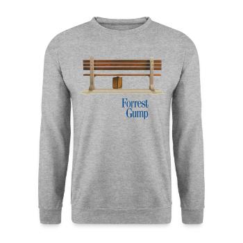 Forrest Gump Small Logo With Bench And Suitcase - Unisex Sweatshirt - salt & pepper - Front - Alina (178cm) & Michal (187cm)