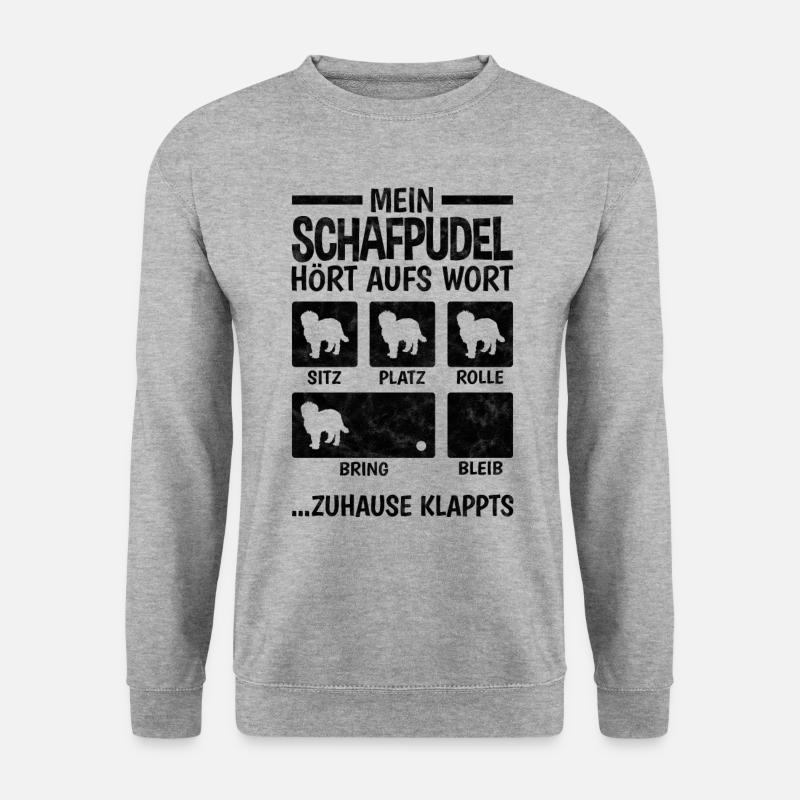 Schafpudel Hundetricks zotthaariger Hütepudel - Unisex Pullover - Weißgrau meliert