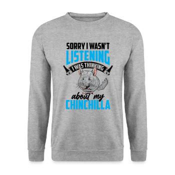 Chinchilla a pensé à la souris laineuse - Sweat-shirt Unisexe - gris chiné - Devant - Alina (178cm) & Michal (187cm)