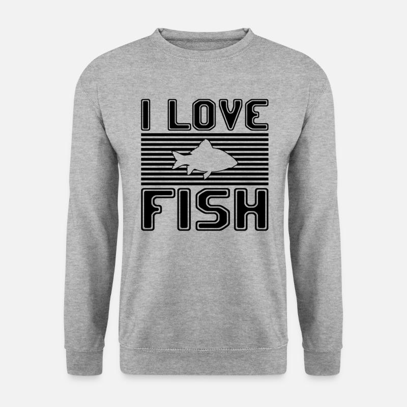 I love fish - Unisex Pullover - Weißgrau meliert