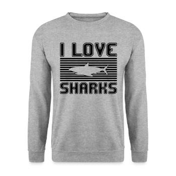 I love sharks - Unisex Sweatshirt - salt & pepper - Front - Alina (178cm) & Michal (187cm)