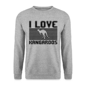 I love kangaroos - Unisex Pullover - Weißgrau meliert - Vorne - Alina (178cm) & Michal (187cm)