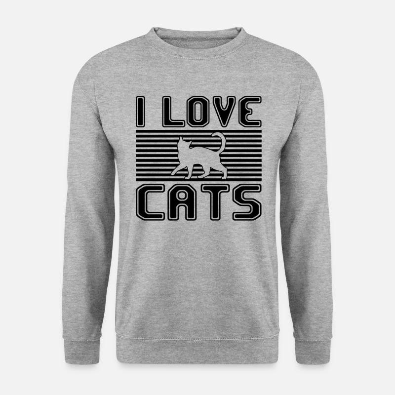 I love cats - Unisex Pullover - Weißgrau meliert