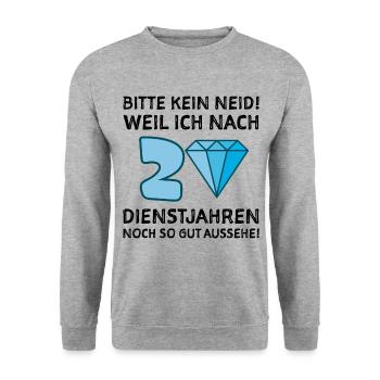 Dienstjubiläum 20 Jahre Firmenjubiläum Geschenk - Unisex Pullover - Weißgrau meliert - Vorne - Alina (178cm) & Michal (187cm)