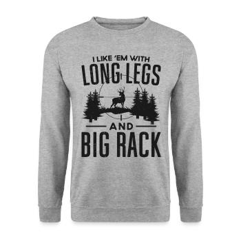 Chasseur de cerfs buck que j’aime - Sweat-shirt Unisexe - gris chiné - Devant - Alina (178cm) & Michal (187cm)