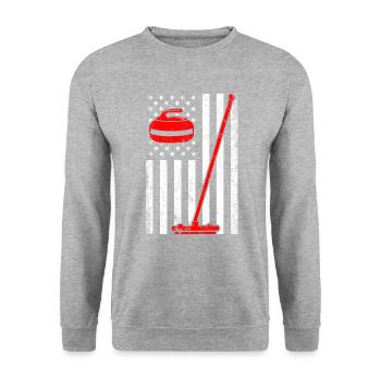 Curling american flag, curling - Unisex Sweatshirt - salt & pepper - Front - Alina (178cm) & Michal (187cm)