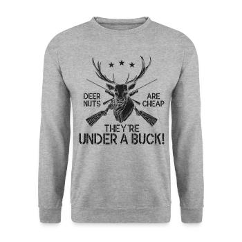 Buck Deer Hunting Hunter Pun Deer - Unisex Pullover - Weißgrau meliert - Vorne - Alina (178cm) & Michal (187cm)