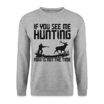 Chasseur de cerfs buck si vous - Sweat-shirt Unisexe - gris chiné - Devant - Alina (178cm) & Michal (187cm)