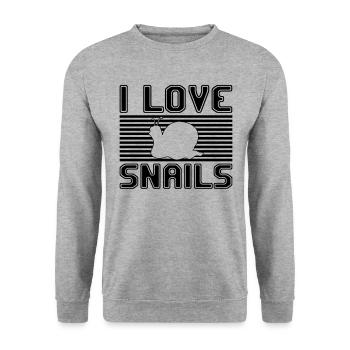 I love snails - Unisex Pullover - Weißgrau meliert - Vorne - Alina (178cm) & Michal (187cm)