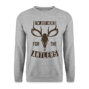Buck Deer Hunting Hunter Vintage - Unisex Pullover - Weißgrau meliert - Vorne - Alina (178cm) & Michal (187cm)