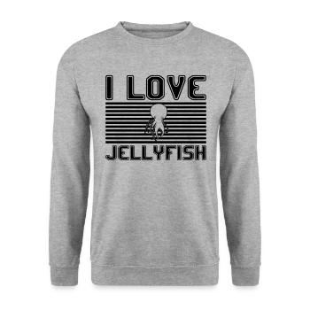 I love jellyfish - Unisex Pullover - Weißgrau meliert - Vorne - Alina (178cm) & Michal (187cm)