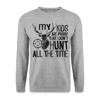 Chasseur de cerfs Buck Mes Enfants - Sweat-shirt Unisexe - gris chiné - Devant - Alina (178cm) & Michal (187cm)