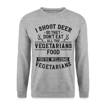 Buck Deer Hunting Hunter - Unisex Pullover - Weißgrau meliert - Vorne - Alina (178cm) & Michal (187cm)