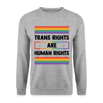 Trans Rights Are Human Rights Gay Rainbow Lgbtq Qu - Unisex Pullover - Weißgrau meliert - Vorne - Alina (178cm) & Michal (187cm)